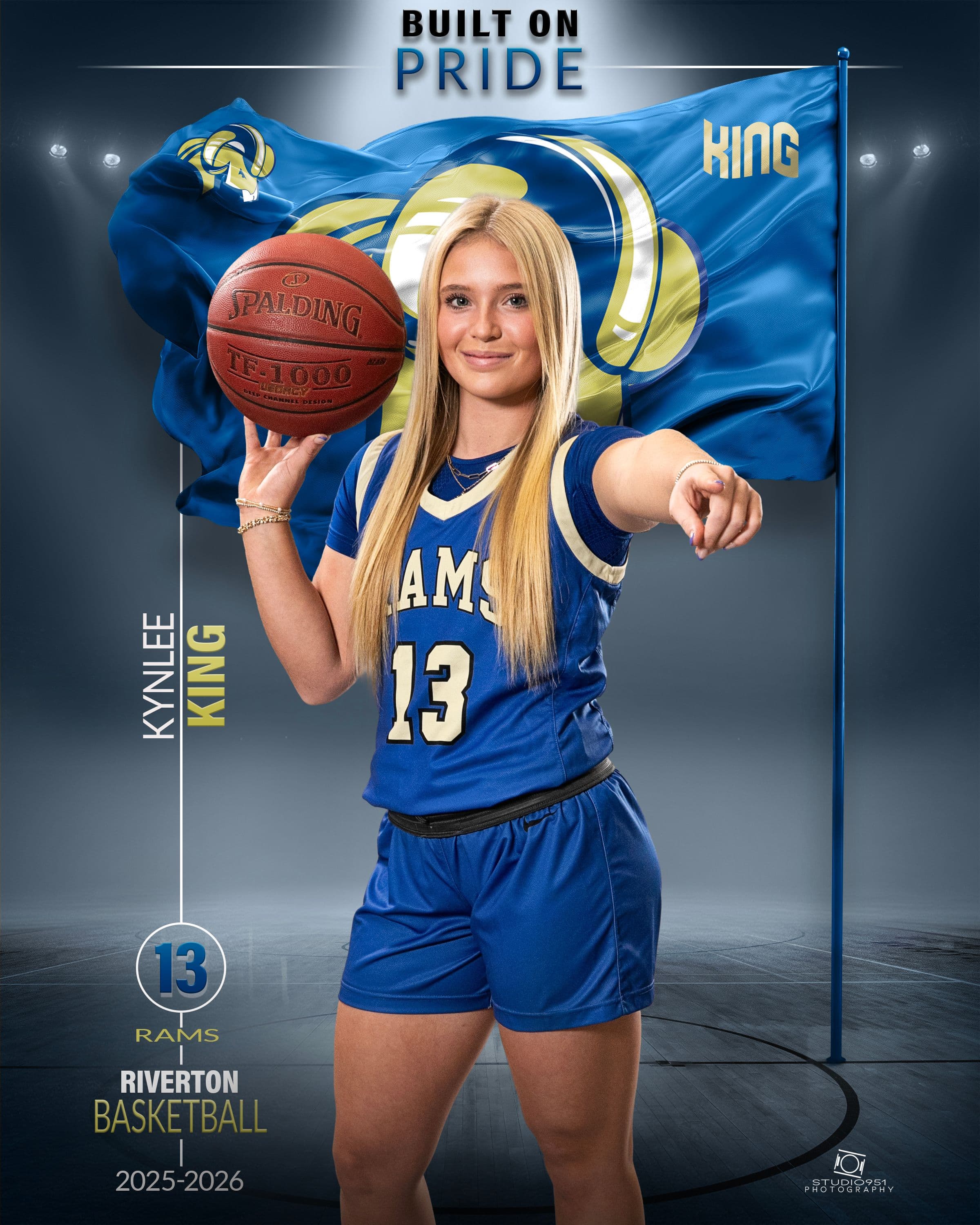 Riverton Rams basketball composite — Kynlee King #13