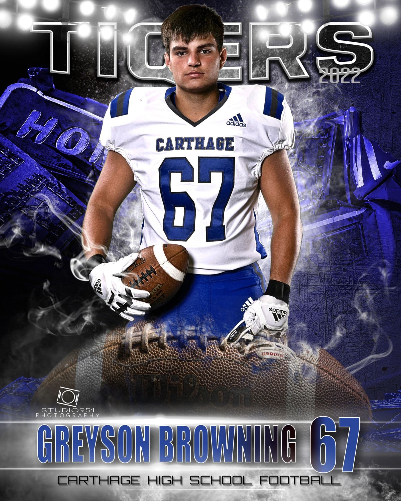 Carthage Tigers football composite — Greyson Browning #67