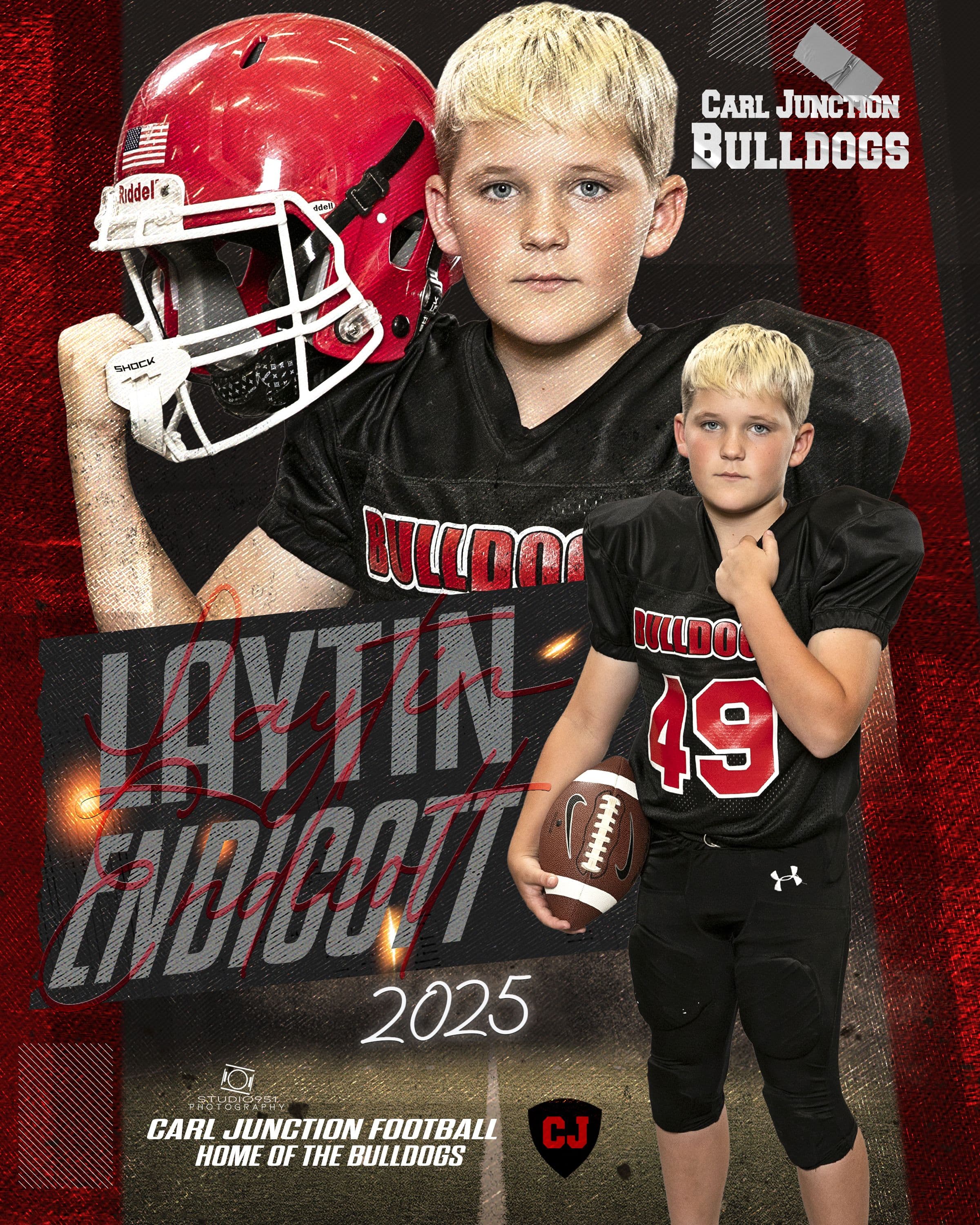 Carl Junction Bulldogs football composite — Laytin Endicott #49