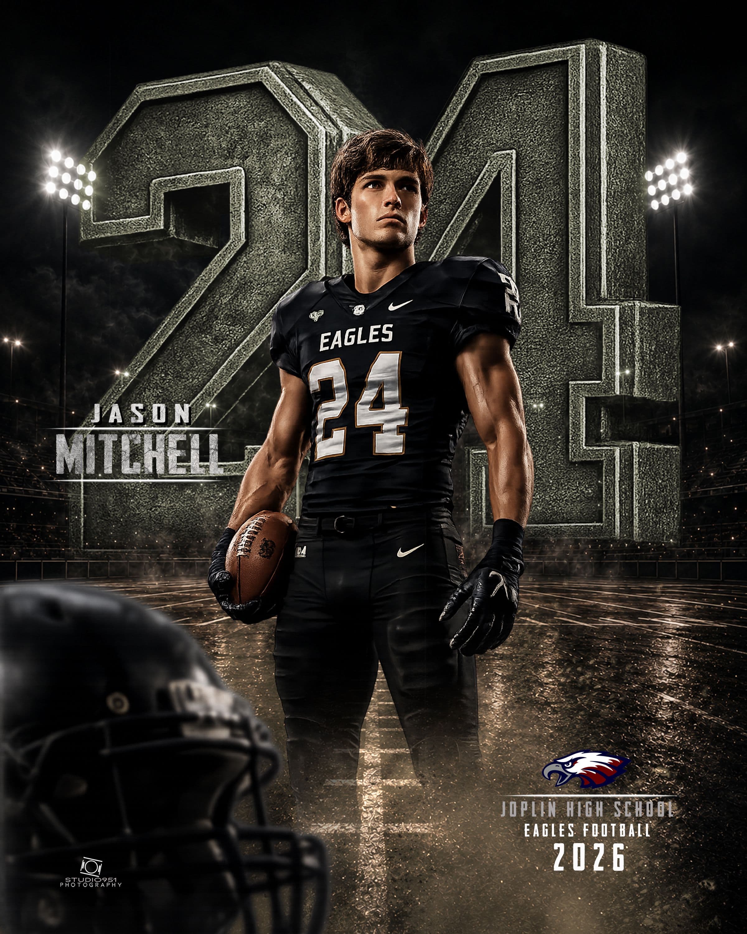 Joplin Eagles football composite — Jason Mitchell #24, 2026