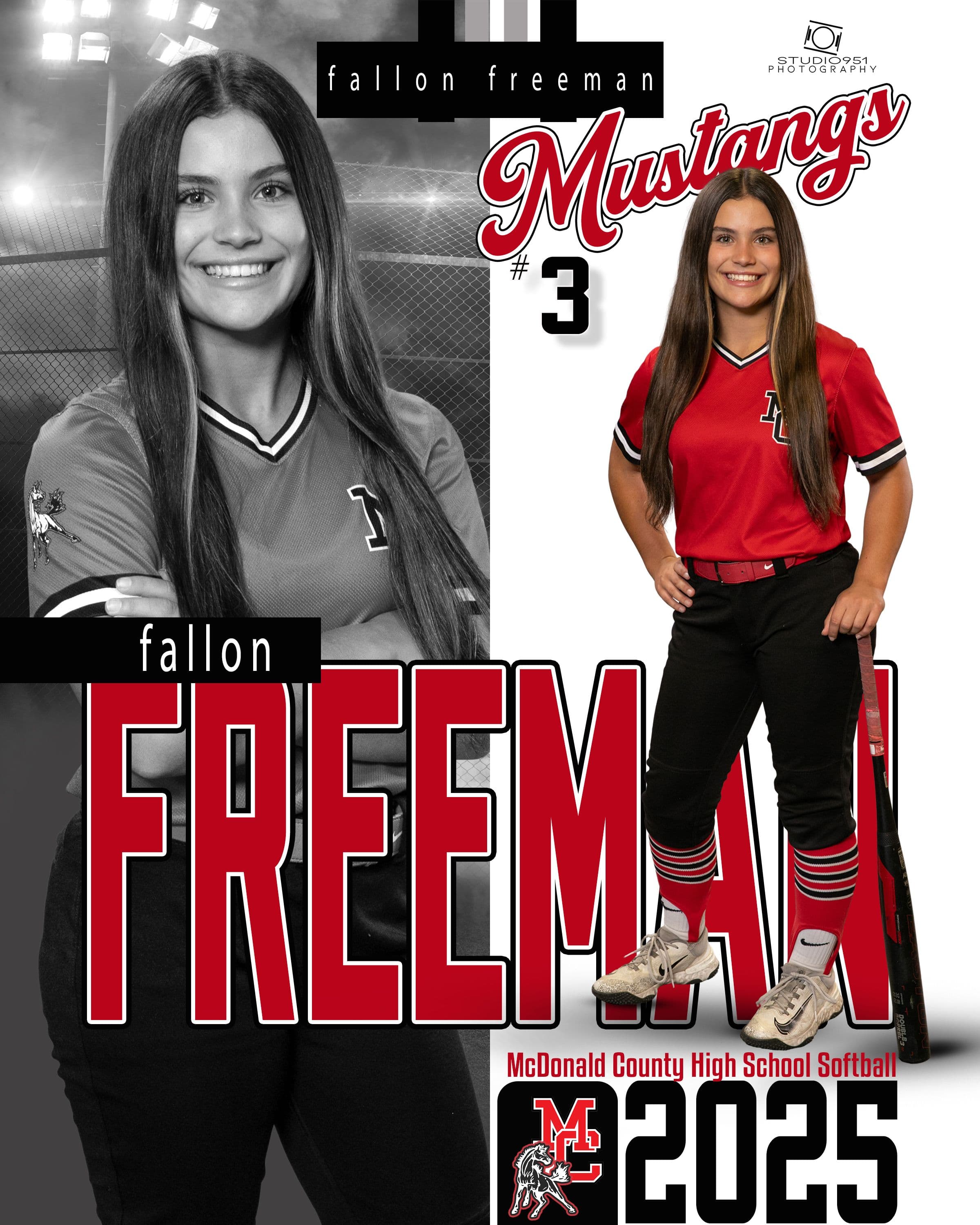 McDonald County Mustangs softball composite — Fallon Freeman #3